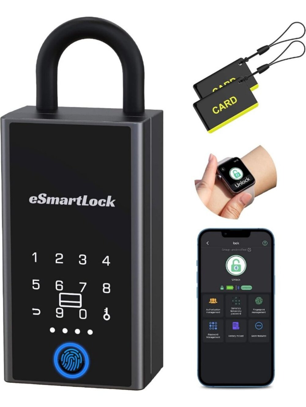 Smart Lock Box for Keys - Waterproof Bluetooth Key Hider with Code & Fingerprint